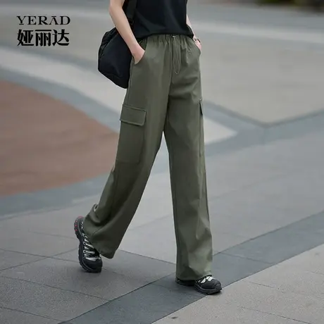 娅丽达超态棉工装裤女夏季户外休闲裤子2025新款登山裤拖地阔腿裤图片