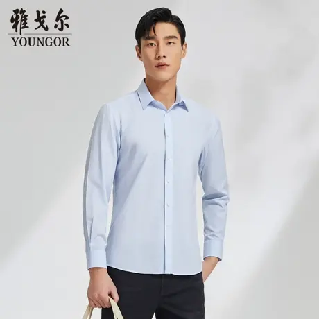 雅戈尔奥莱 男装免烫易打理秋纯棉商务休闲长袖衬衣男商品大图