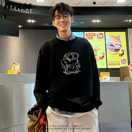 神偷奶爸小黄人联名圆领卫衣男秋季正肩纯棉儿童学生休闲外套潮商品大图