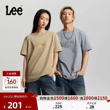 Lee26春夏新品舒适版圆领Logo印花图案男女同款短袖T恤休闲潮流商品大图