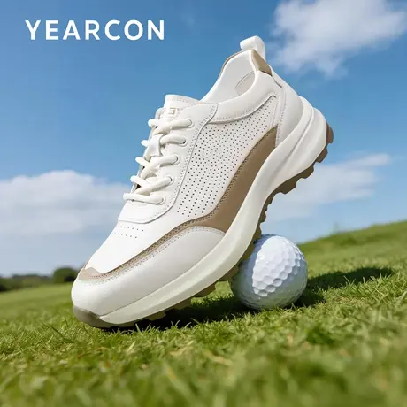 意尔康运动鞋男2026夏季新款头层牛皮打孔透气休闲鞋时尚轻便皮鞋商品大图