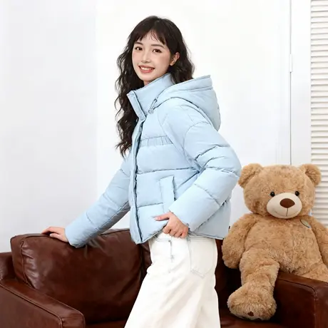 唐狮2026秋冬新款立领短款羽绒服小个子女冬多巴胺连帽保暖外套VB图片