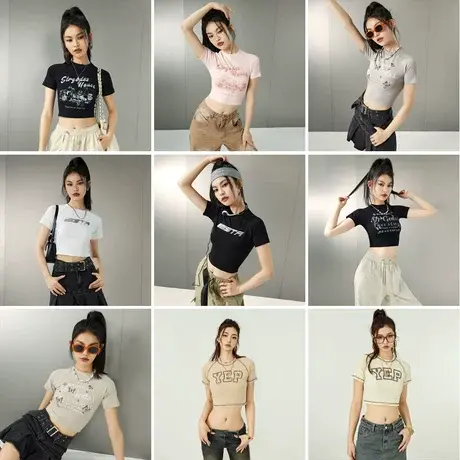 [3件99元]t恤女短袖纯棉潮牌上衣女士hiphop美式中性风夏装清仓商品大图