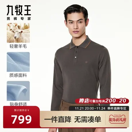 [含羊毛]九牧王男装保暖羊毛衫23秋冬商场同款舒适柔软男士上衣图片