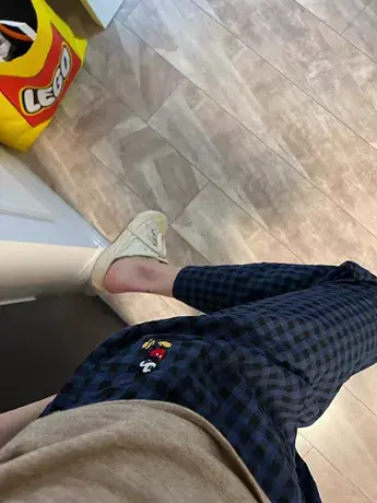 复古格子裤紫女棉麻休闲阔腿裤2023年新款高腰垂感宽松小个子直筒商品大图