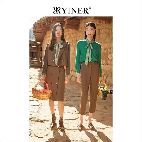 YINER音儿专柜女装2022秋季新款长袖漂亮时尚上衣西装领短外套商品大图