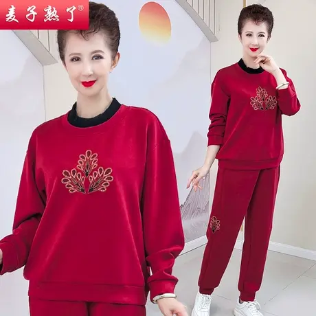 2022新款妈妈秋装洋气上衣服中年女装休闲外套中老年春秋运动套装图片