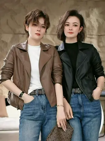 春季韩版修身皮衣女2023新款纯色拉链设计款小外套显瘦显气质潮款商品大图