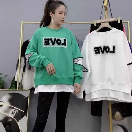 女士卫衣2023年春装新款宽松春秋季时尚洋气假两件上衣外套ins潮商品大图