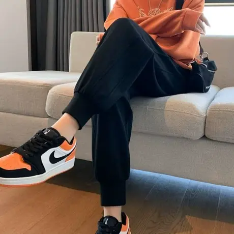 阔腿裤子女春秋宽松小个子卫裤高腰显瘦直筒休闲哈伦运动束脚长裤图片