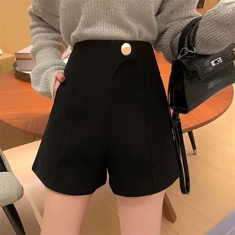 大码胖mm高腰宽松显瘦休闲西装短裤子2024春夏新款a字阔腿裙裤女商品大图