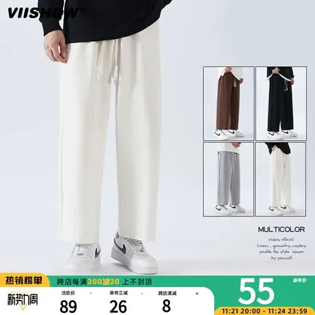 VIISHOW直筒抽绳休闲长裤男夏季新款运动宽松九分裤潮牌春秋裤子图片