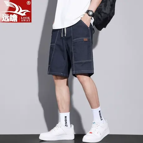 夏季薄款牛仔短裤男士2023新款潮牌宽松中裤工装休闲五分裤子男款商品大图