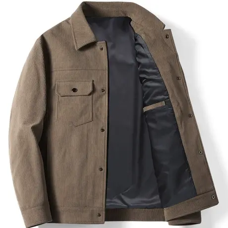 2023秋季新款灯芯绒夹克男士青年时尚翻领休闲潮流工装休闲外套男图片