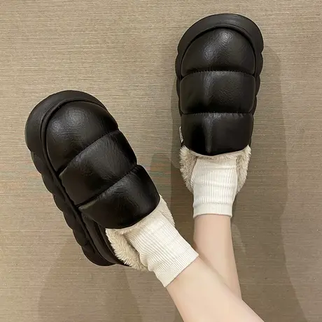 防水棉拖鞋女士冬季外穿包跟室内防滑居家加厚毛绒月子鞋厚底棉鞋商品大图