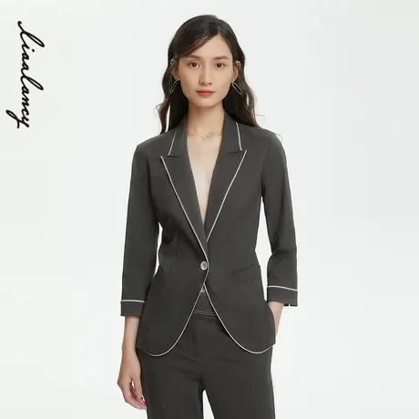 LANCY/朗姿女装商场同款西装外套女22春夏奥莱职业休闲小西服上衣图片