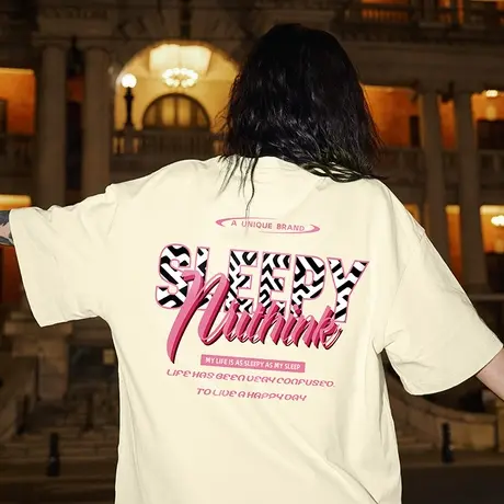 Nuthink美式宽松街头字母短袖T恤男小众潮牌加肥加大半袖男款夏季商品大图