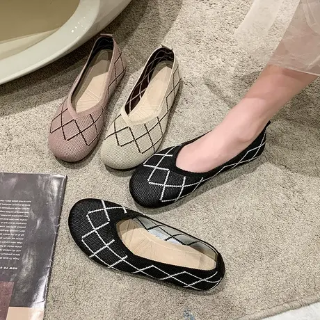豆豆网鞋女春夏款时尚老北京布鞋百搭透气网面一脚蹬飞织懒人平底商品大图
