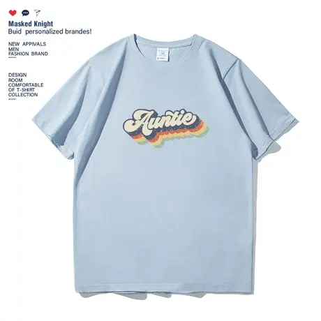 美式复古字母印花短袖t恤男潮牌港风ins夏季学生纯棉宽松圆领半袖商品大图