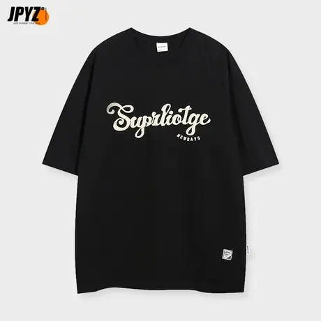 纯棉短袖T恤圆领宽松发泡立体印花打底衫t男女款简约百搭体恤上衣商品大图