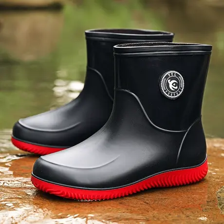 雨鞋男2024新款春夏季钓鱼防水防滑胶鞋外卖骑手雨靴劳保厨师水鞋商品大图