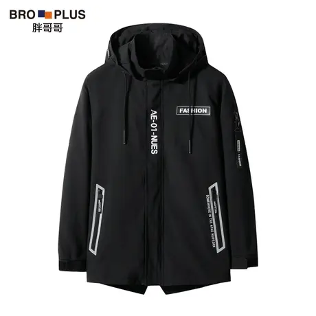 胖哥哥加肥加大夹克男宽松200斤大码潮胖子秋季休闲连帽外套厚款图片
