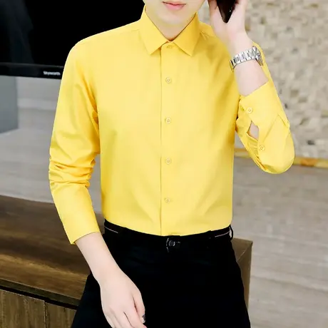 衬衫春秋季长袖百搭免烫商务休闲衬衣男士打底衣西装内搭无痕寸衫商品大图