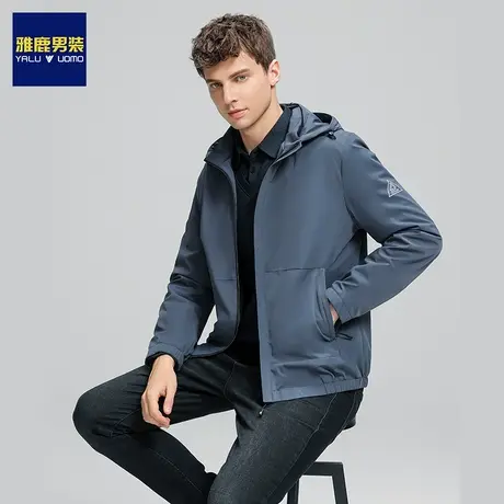 雅鹿连帽夹克外套男春秋季新款高端休闲上衣运动宽松防风冲锋衣潮图片