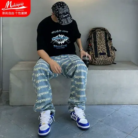 欧美潮牌t恤男短袖夏季港风ins时尚百搭高个子学生纯棉宽松半袖商品大图