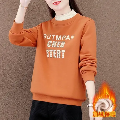 半高领加厚加绒卫衣女秋冬2023年新款爆款无帽打底上衣百搭抓绒衫商品大图