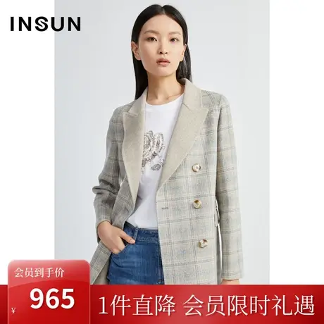 恩裳冬季2022舒适羊毛潮流双排扣设计保暖毛呢外套女图片