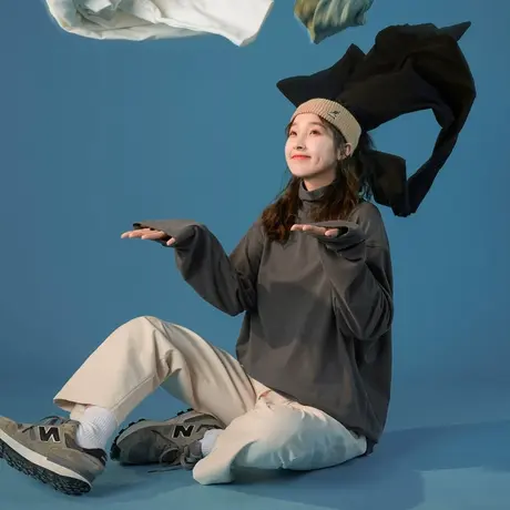 白色高领打底衫女秋冬内搭洋气德绒2023新款百搭t恤女宽松慵懒风商品大图