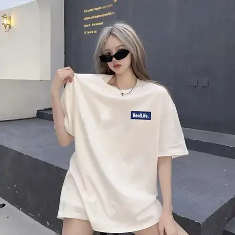 白色正肩短袖t恤女夏季新款小个子洋气独特别致复古港味chic上衣图片