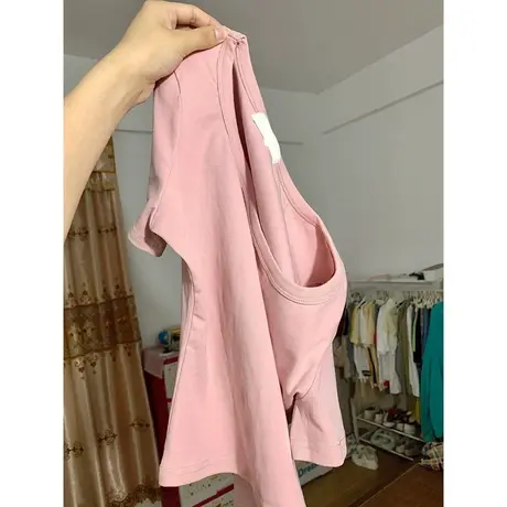 方领正肩短袖T恤女夏装修身洋气百搭纯色简约小个子短款半袖上衣商品大图