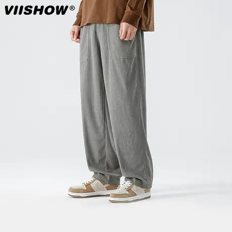 VIISHOW休闲裤男士秋季潮牌灯芯绒阔腿裤男日系复古直筒裤子男商品大图
