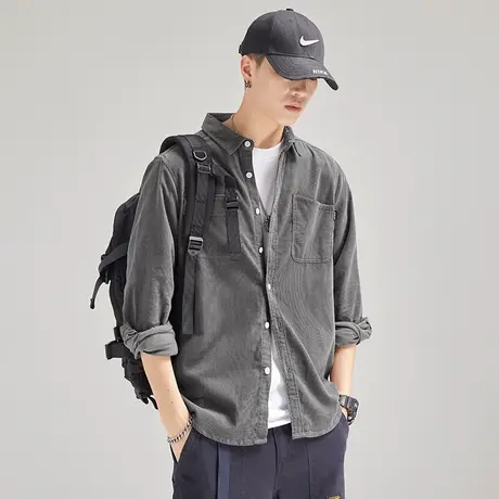 Modi Nick/摩帝尼克重磅洗水灯芯绒复古男士衬衫舒适休闲纯棉上衣图片