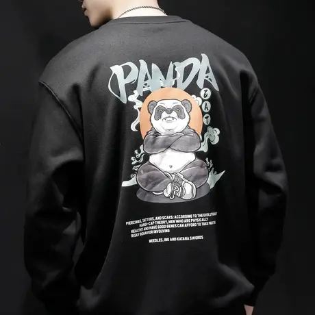 秋季圆领卫衣男宽松大码胖子加肥加大潮ins长袖上衣春秋潮流套头商品大图