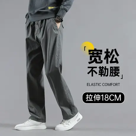 男士休闲裤秋季2023新款纯棉松紧腰宽松直筒中年男裤秋冬大码裤子商品大图