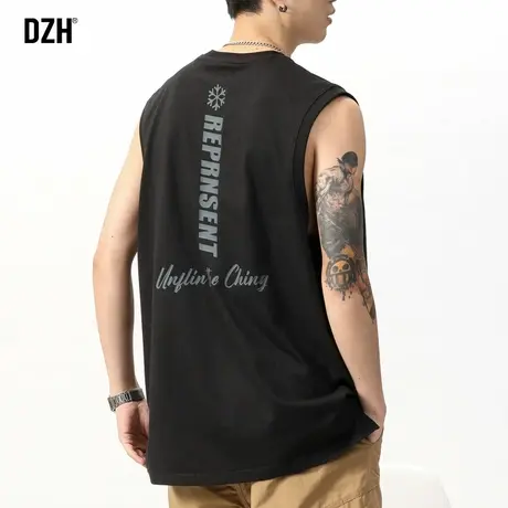 男生黑色背心男款纯棉夏季运动健身篮球坎肩2023新款外穿无袖t恤商品大图