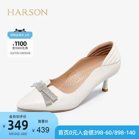 哈森春夏细跟尖头高跟鞋气质蝴蝶结浅口女单鞋HS227193图片