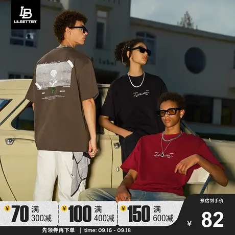 LiLbetter男士短袖t恤印花上衣潮牌男女同款衣服夏季体恤宽松半袖商品大图
