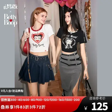 【贝蒂联名】妖精的口袋短款印花短袖t恤女2024春新款甜辣小上衣商品大图