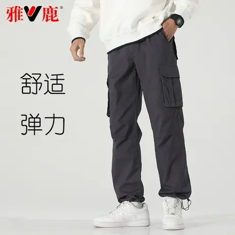 雅鹿工装裤男士卡其色裤子男款夏季长裤百搭宽松痞帅男生休闲裤潮商品大图