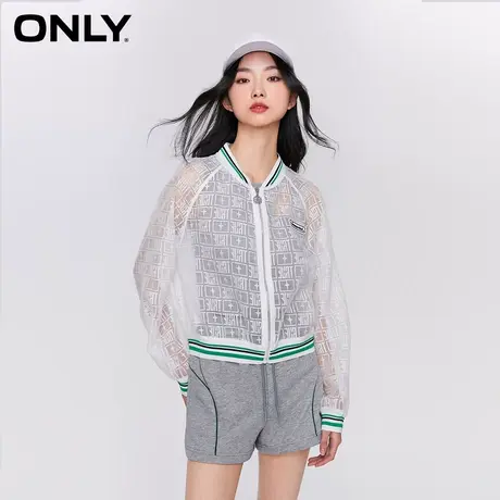 ONLY2023冬季新款休闲时尚透视撞色字母格子外套女|123236018图片