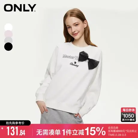 ONLY冬季潮流休闲甜美蝴蝶结宽松圆领卫衣女|12339S007商品大图