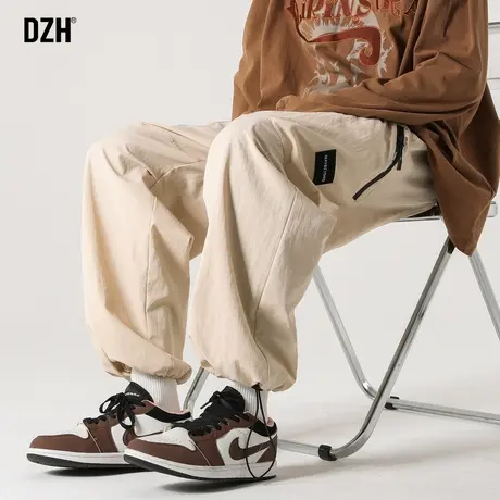 男士束脚休闲裤冲锋裤男直筒阔腿裤子男款秋季户外爬山运动速干裤商品大图