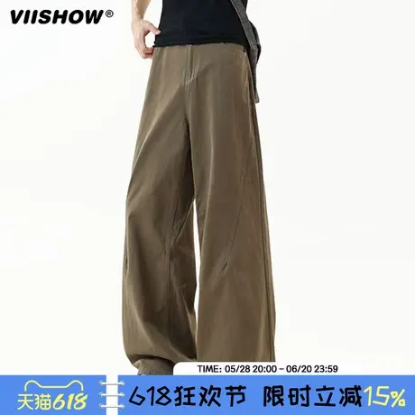 VIISHOW美式解构弯刀工装裤男潮牌新款夏季宽松阔腿休闲长裤子商品大图