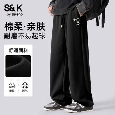 班尼路S&K系列痞帅休闲风裤子男2025春秋款重磅直筒运动卫裤男士商品大图