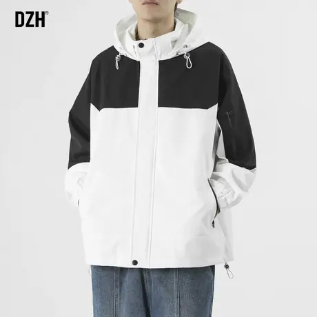 男生拼接休闲外套男2023秋季新款潮牌情侣款工装运动夹克插肩上衣商品大图
