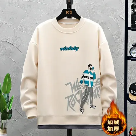 13青少年加绒圆领卫衣12岁男孩初中学生14加厚打底衫15大童秋冬装商品大图